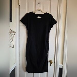 Old Navy Classic Black Maternity Dress With Ruched Sides